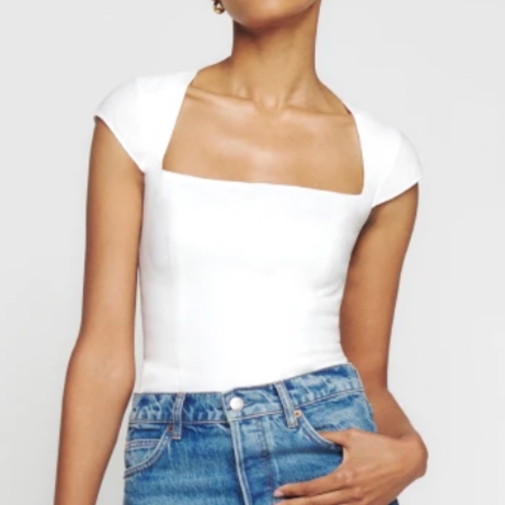 NWT Reformation Cora Linen Top - White